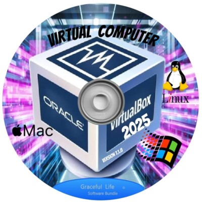 Virtual Box 2025 V7.1.8  Visualization System ~ Multiple OS Windows Mac Linux CD