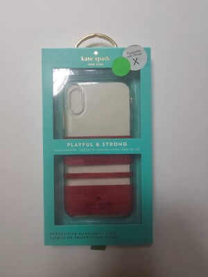 Kate Spade NY Hard Case for Apple iPhone X / Xs Glitter Red Charlotte Stripe