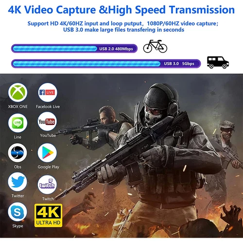 Scheda di acquisizione video audio USB 3.0 4K HD dispositivo di registrazione video HDMI - Foto 7 di 13