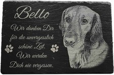 Tiergrabstein Gedenkstein Grabstein mit individuelle Fotogravur Schiefer30x20 cm