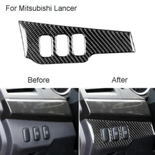 1x Carbon Fiber Light Control Panel Cover Trim For 2008-2015 Mitsubishi Lancer