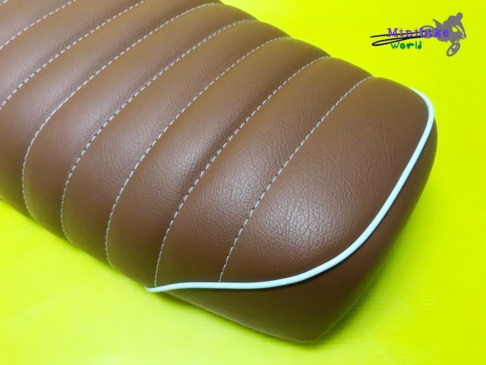 Fit For Yamaha SR400 SR500 Brown Seat + White Stitch White Trim **mi3642** - Изображение 3 из 4