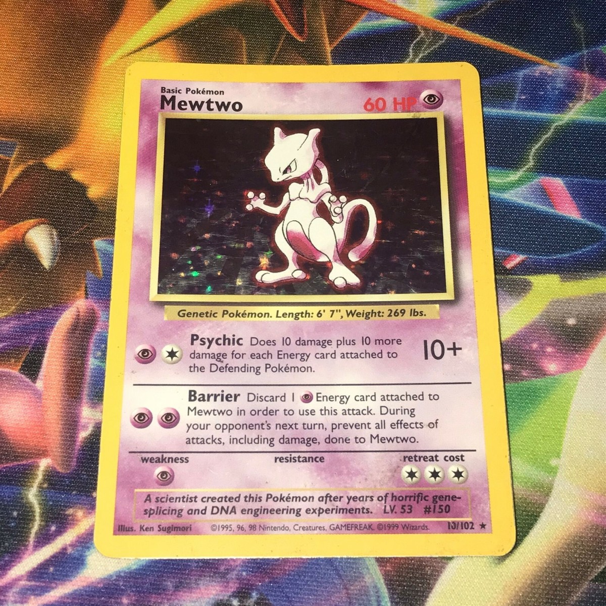 Mewtwo ~ 10/102 ~ Holo ~ BASE SET ~ HEAVY PLAY ~ Pokemon Card