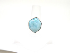 Authentic Vintage Larimar Specimen Ring .925 Sterling Silver Mounting Size 8