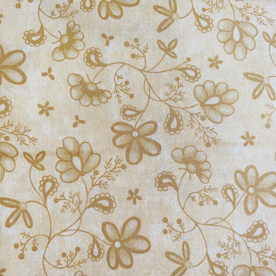 1 YD Brown Beige Floral Fabric Moda Quilting Cotton Print - Image 4 of 4