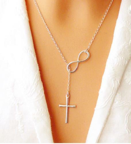 Platinum Silver Plated Cross Pendant Necklace-image