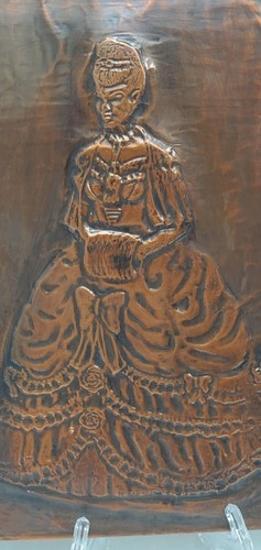 Vintage Copper Wall Art Embossed Relief Victorian Woman Hanging Decor - Bild 2 von 7