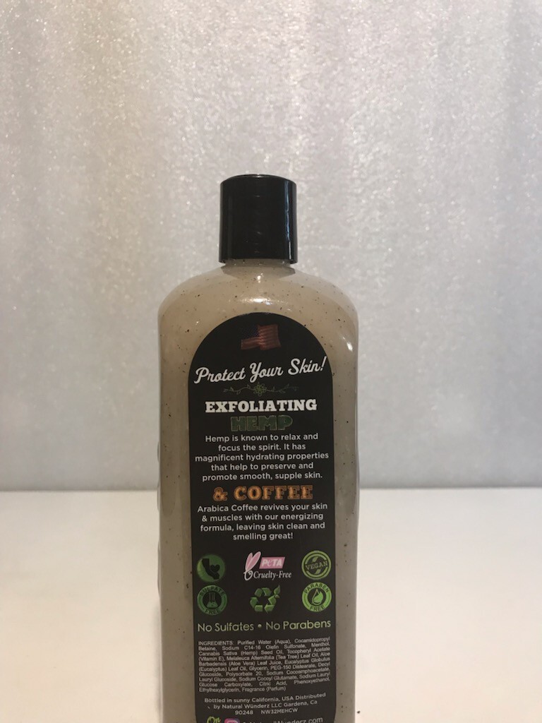 New! Natural Wunderz Men's Exfoliating Hemp & Coffee Body Wash