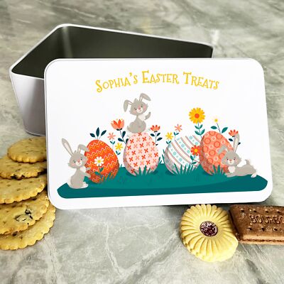 Ostereier süße Hasen personalisiert Geschenk Kuchen Kekse Süßigkeiten Leckerli Dose