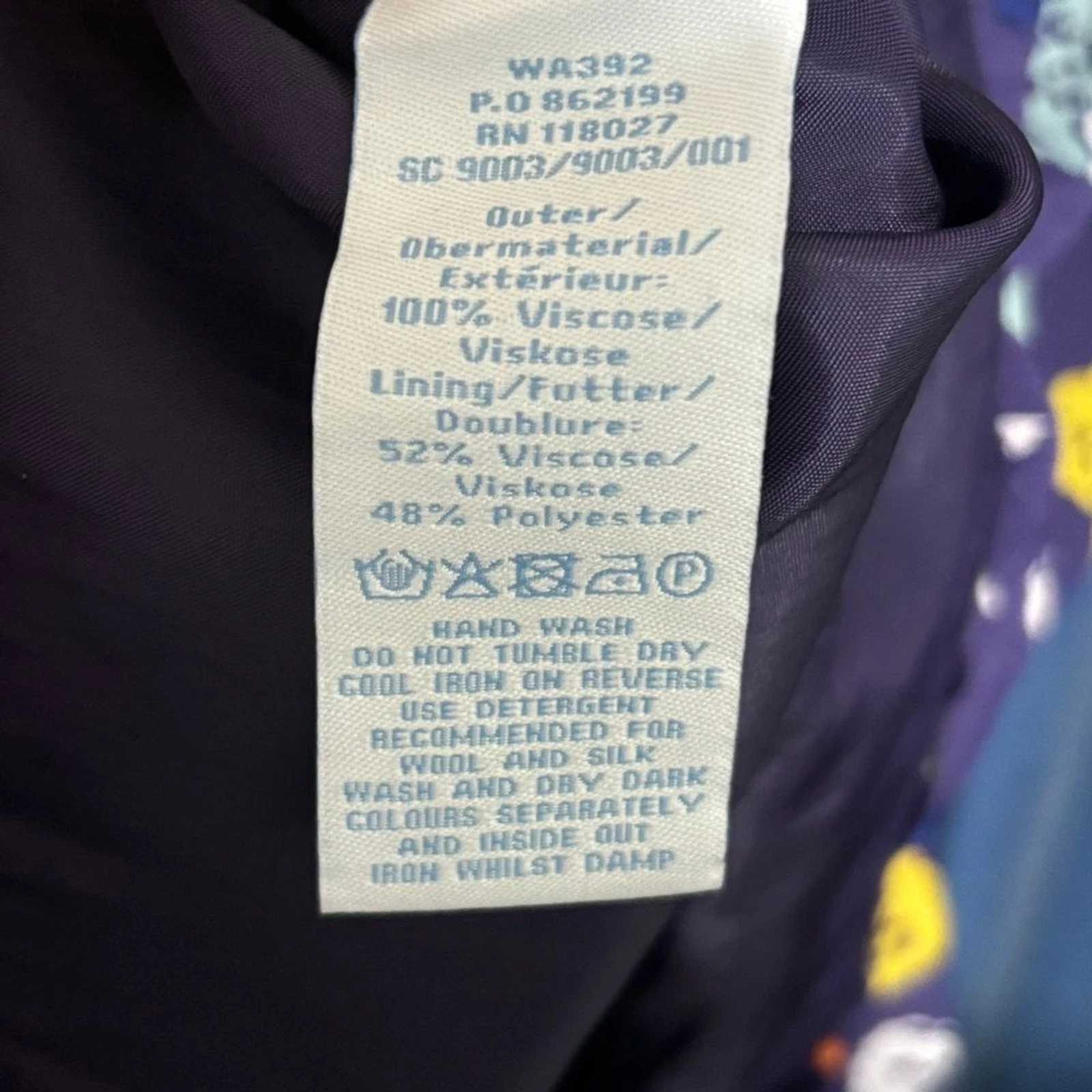 VETEMENTS Boden abito floreale taglia 8 viola manica lunga impreziosito scollo a V