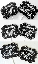 2 PC SET CHALKBOARD STYLE LAWN STAKES for WEDDING LGBT or MR  MRS 11.75 x 4.75