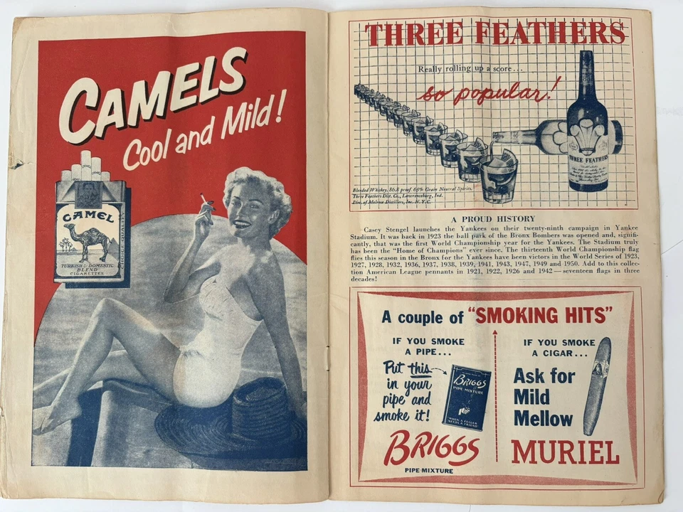 1951 New York Yankees Scored Program Joe DiMaggio Last GM/Last Hit #2214⚾️ - Image 2 of 4