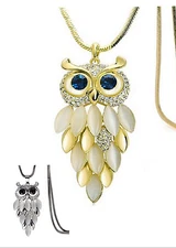 Cute Sweater Chain Women Fashion Crystal Rhinestone Owl Pendant Necklace Gift