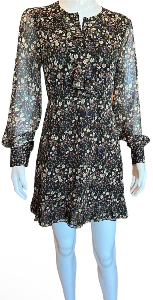 french connection floral chiffon dress French Connection $148 Hallie Chiffon Floral Print Mini Dress Size 4 New NWT