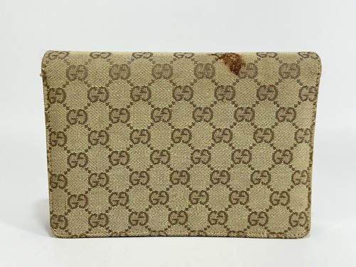 Authentic Gucci ~ Canvas GG Logo Beige Chain Clutch Bag ~ DAMAGED / READ - Picture 5 of 24