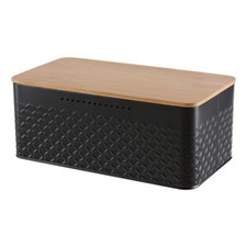 Large Bamboo Bread Storage Bin Box with Bamboo Wooden Chopping Board Lid