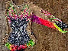 Rhythmic gymnastics Multicolor Custom Made leotard girls size 10-12y