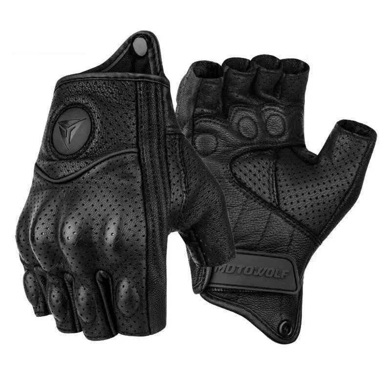 Summer Motorcycle Fingerless Gloves Goatskin Leather Half Finger Gloves
Opens in a new window or tab