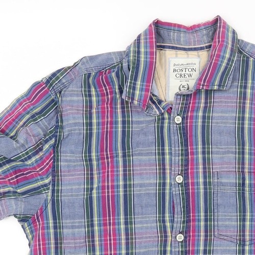 Boston Crew Mens Blue Striped Cotton blend Size M Collared - Picture 5 of 12