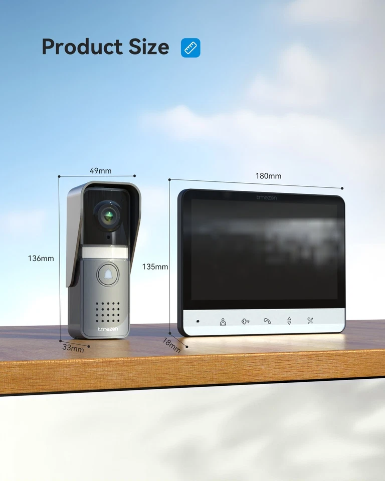 TMEZON Video Doorbell Door Phone Camera Intercom Entry System 2X7'' LCD Monitor - Image 3 of 4