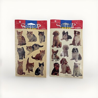 2 PACK American Greetings Stickers Cats & Dogs 4 Sheets Each SEALED