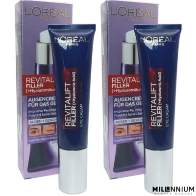 2x L'Oréal Paris Revitalift Filler Hyaloronsäure Augenpflege fürs Gesicht Loreal