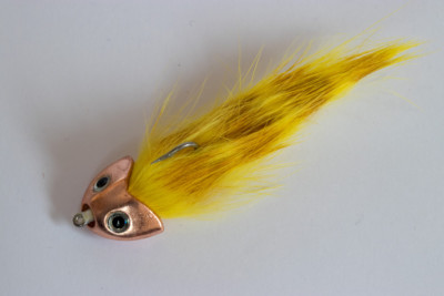 Fliegentom Streamer 3 Stück Gelbe Grizzly Koppe