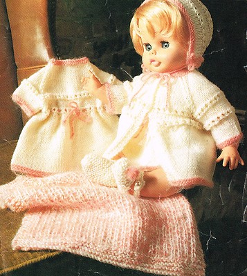 Puppen Strickmuster. 18- 20 Zoll Puppe. Laminiertes Exemplar. ( V Puppe 141 )