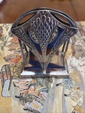 Vintage Art Deco Style 5.5&rdquo; Silver Plated Napkin Holder W/ Wheat Floral Design