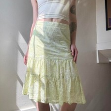 Vintage Ann Taylor Green Paisley Cotton Skirt 8