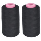 2 Large Spools Sewing Thread Polyester Black 1500 Yards Each Upholstery Crafts