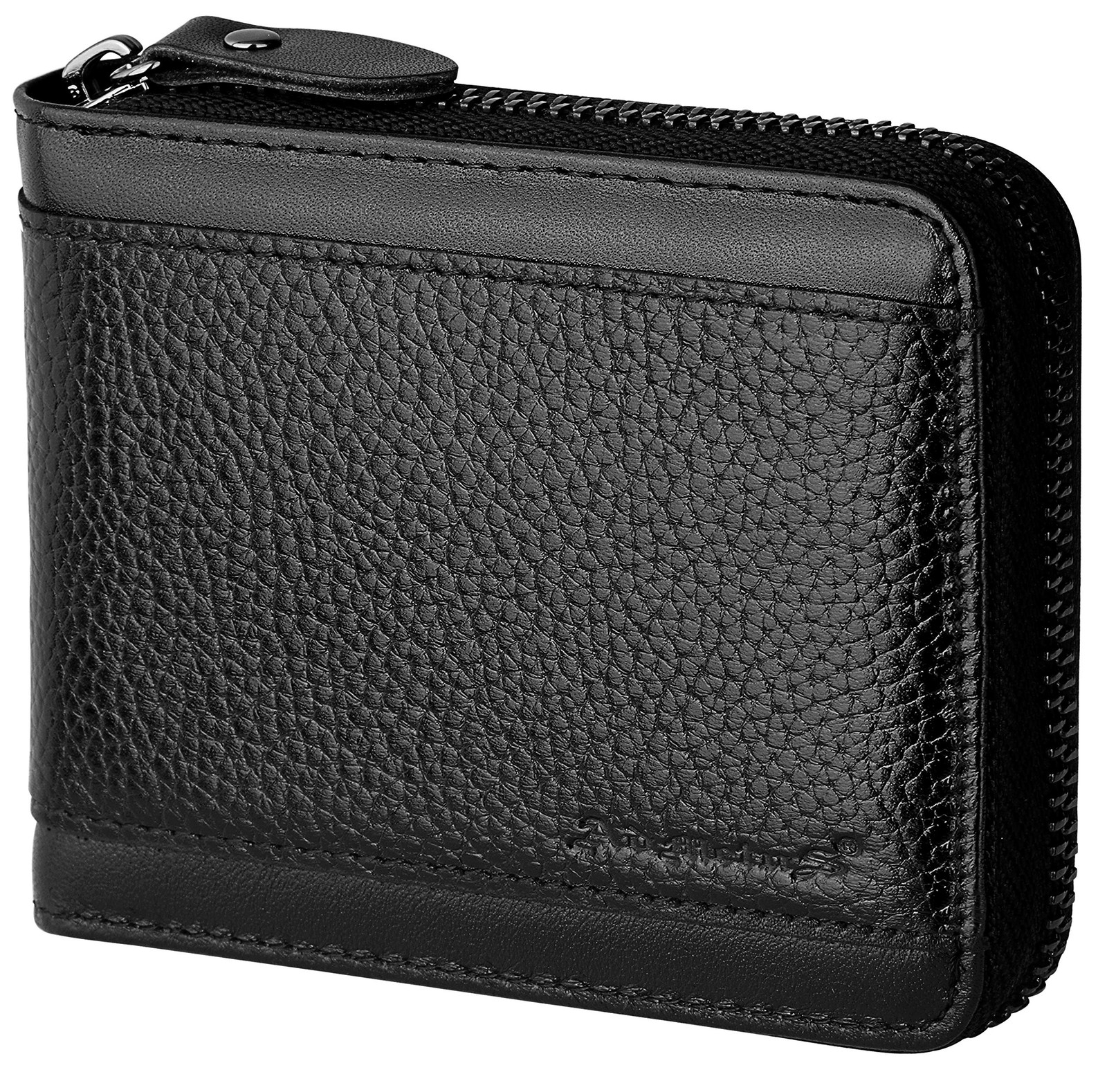 RFID-Blocking Leather Zip Wallet for Men – Bifold Card Holder with Zipper