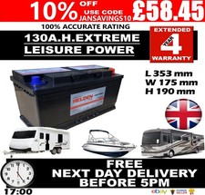 12V 130AH 130 AH Leisure Battery DEEP CYCLE for Motorhome / Caravan / Campervan£