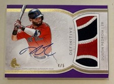 2018 Topps Definitive Collection Definitive Auto Relic Purple Dustin Pedroia 4/5