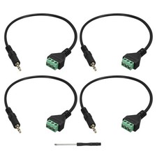 3.5mm Stereo Audio Male Jack to AV 3 Pin Screw Terminal, Pack of 4