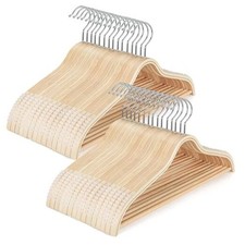 Sleek Wooden Hangers with Non-Slip Rubber Grips, Sweater Hangers No 30-pack