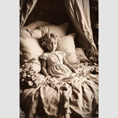 Victorian Photo Print Girl Post Mortem Funeral Flowers 4 by 6 Photograph 15