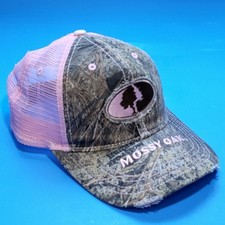 Mossy Oak Camouflage Pink Mesh Back Distressed Strap back Hat Cap by Paramount