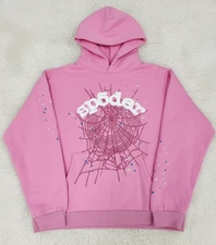 Spider Worldwide Pink Hoodie High Street Fashion Fleece Pullover Sweatshirt