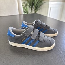 NEW Adidas Gazelle C Kids Size 1 Sneakers Blue Grey Hook Loop Closure