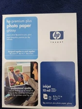 Sealed Box hp Premium Plus Glossy Photo Paper 8.5 x 11 20 sheets 10 mil inkjet