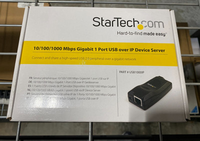 NEW StarTech USB1000IP 10/100/1000 Mbps Gigabit 1 Port USB over IP Device Server