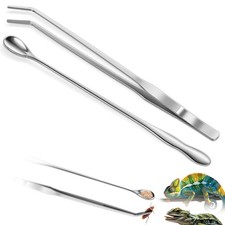 Quelong 2pcs Reptile Feeding Tongs, Feeding Spoon, Stainless Steel Aquarium F...