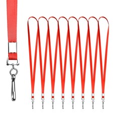 100 Pieces Red Bulk Lanyards for Id BadgesLanyard with Badge Clip Swivel Hook...