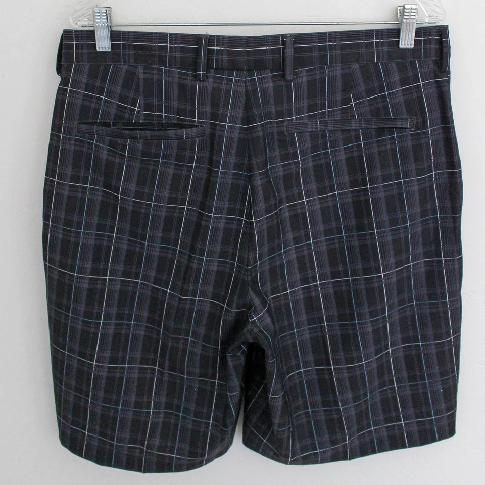 Pebble Beach Shorts Mens 34 Black Plaid Stretch Performance Golf Zip Pocket - Image 2 of 3