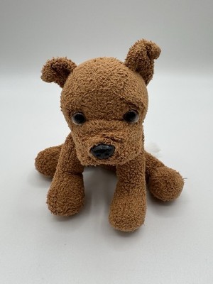 Vintage Russ Berrie Mini LUV PETS Brewster Brown Dog Plush Bulldog HAS HOLE