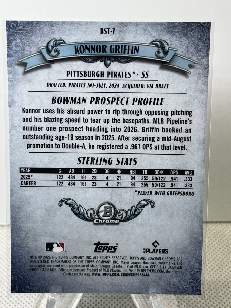 2026 Bowman Konnor Griffin Chrome Bowman Sterling Green /99 #BST-7