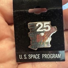 NASA APOLLO 11 MOON LANDING 25TH ANNIV LAPEL PIN- NEIL ARMSTRONG-ALDRIN-COLLINS