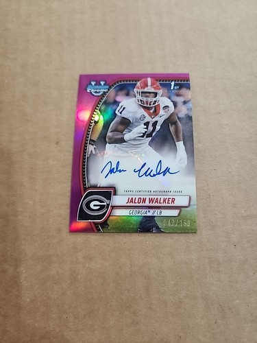 Jalon Walker 2024 Bowman U Chrome Prospect 1st Fuschia Auto /150 Georgia ZL - Picture 2 of 3