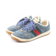 GUCCI Screener Sneakers Shoes 6 771097 denim leather Navy Multicolor Used mens
